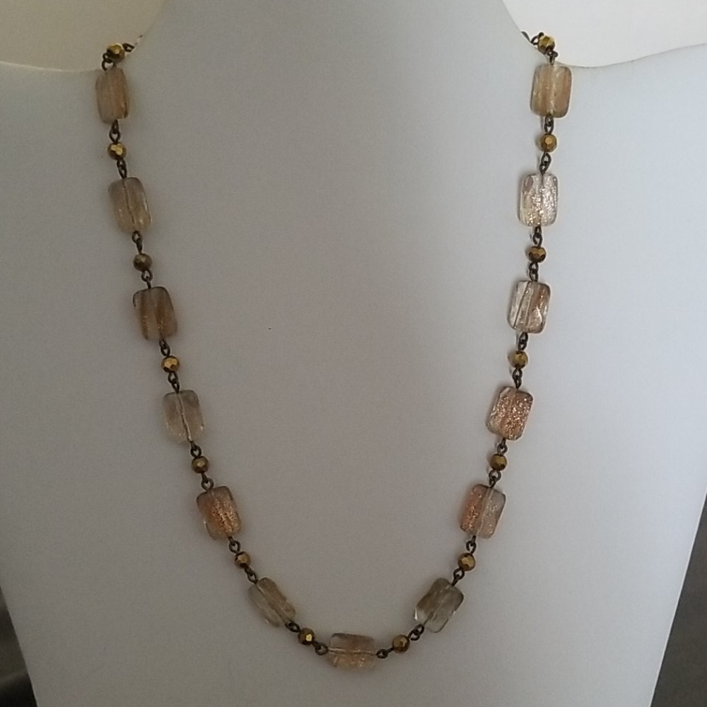 Gold Glitter Bead Necklace